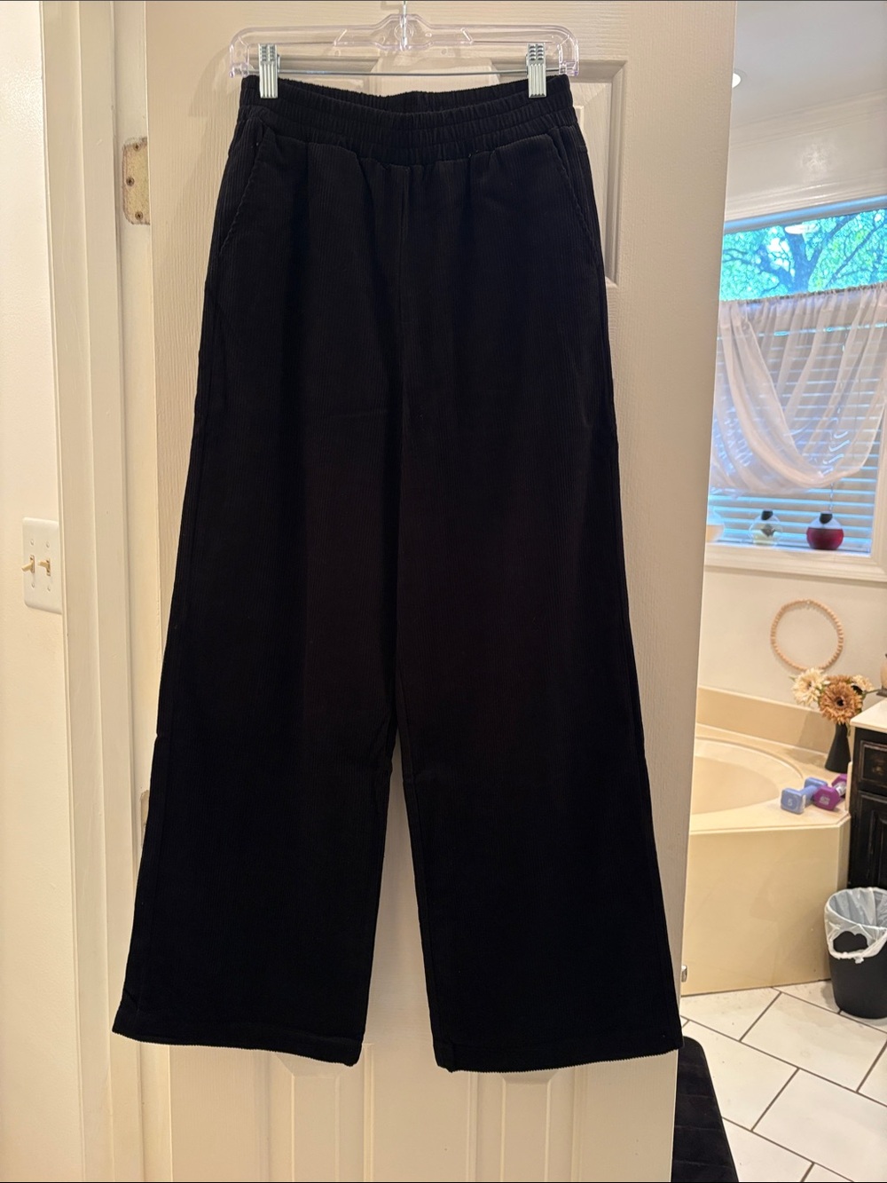 Double Zero Black Wide-Leg Corduroy Pants